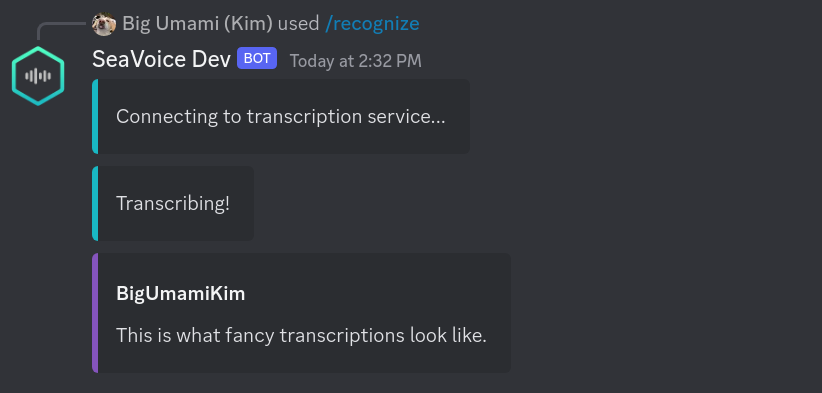 'Fancy' live transcription style from SeaVoice Discord.
