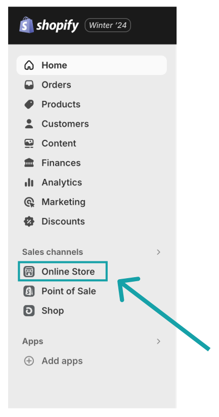 Go to your Shopify dashboard and click on Online Store from the menu.
