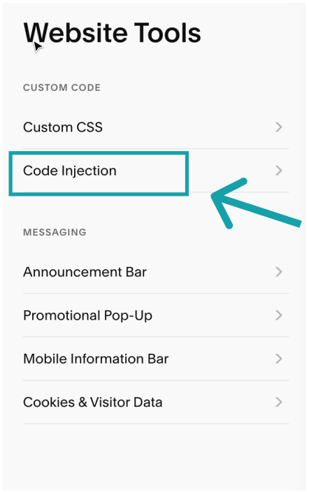Select Code Injection in the sidebar menu.