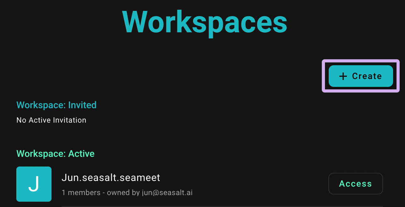 Create New SeaMeet Workspace