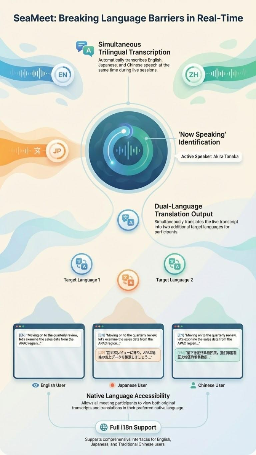 Chinese Japanese English Trilingual Meeting Transcription