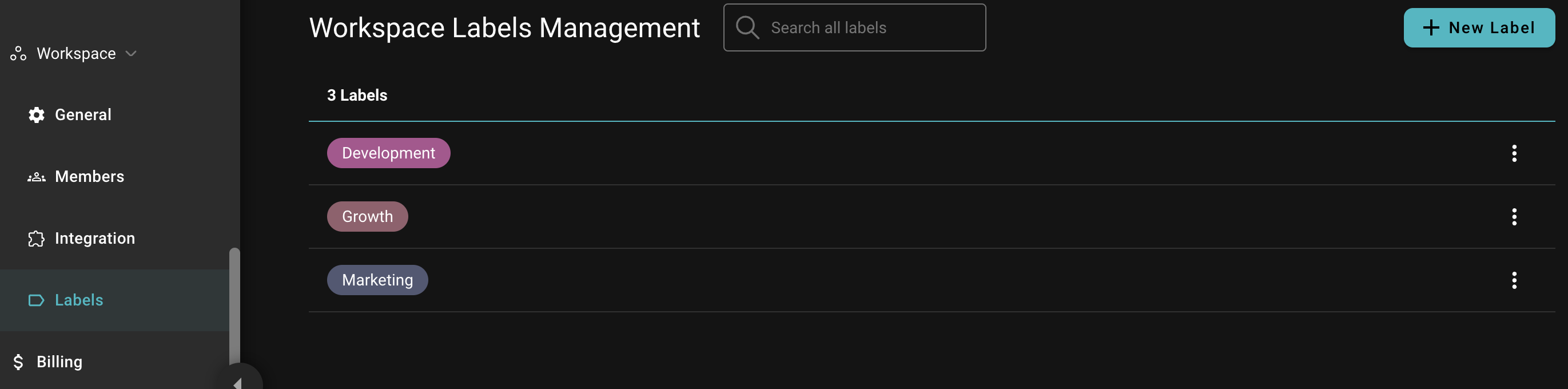 SeaMeet Workspace Settings Labels