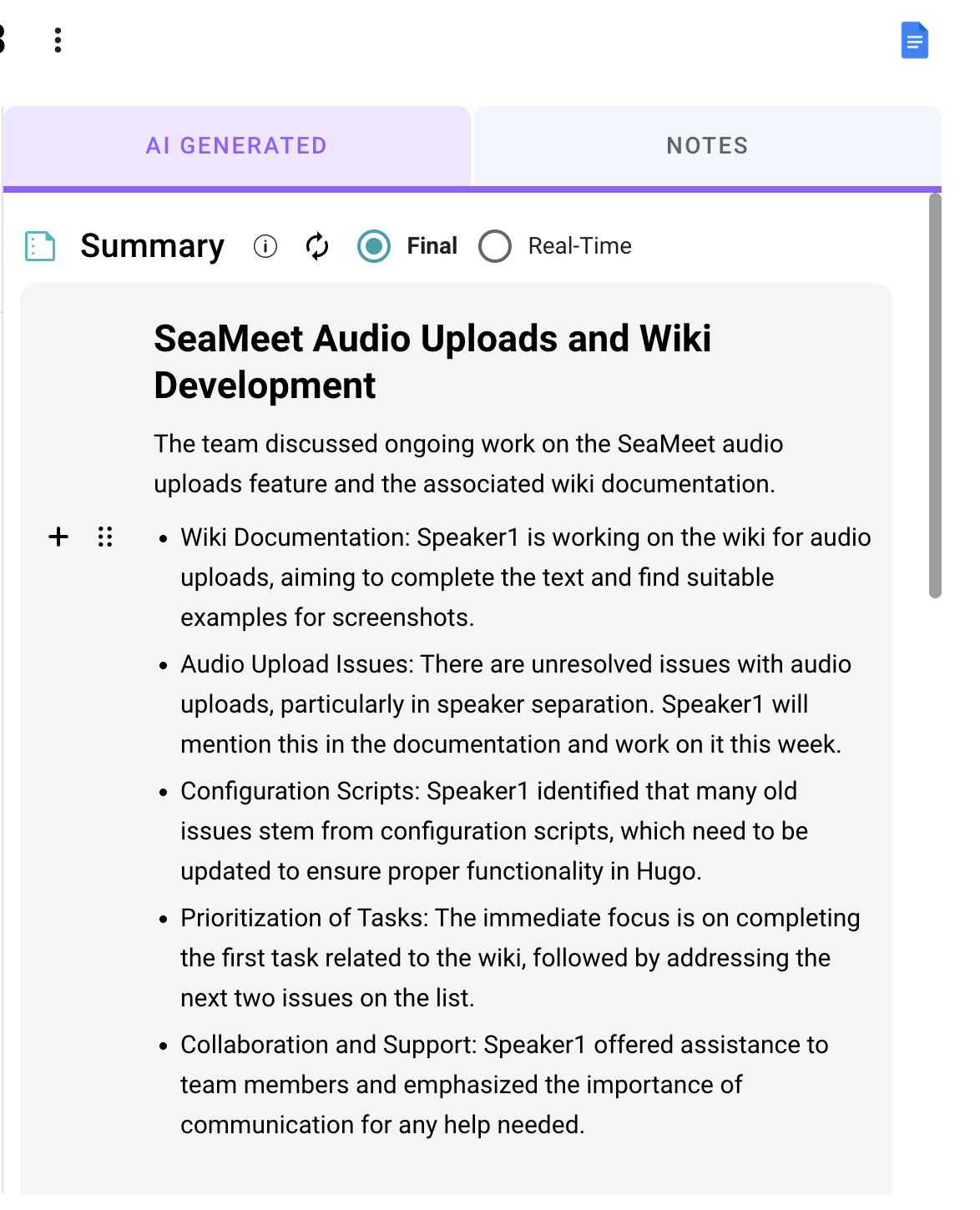 SeaMeet Meeting Transcription Summary of Uploaded Recording