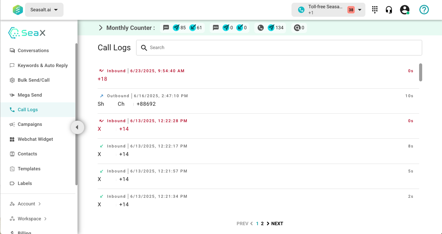 SeaX | Dialpad Call Logs