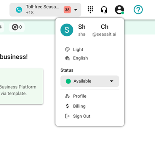 SeaX | Dialpad Status Menu